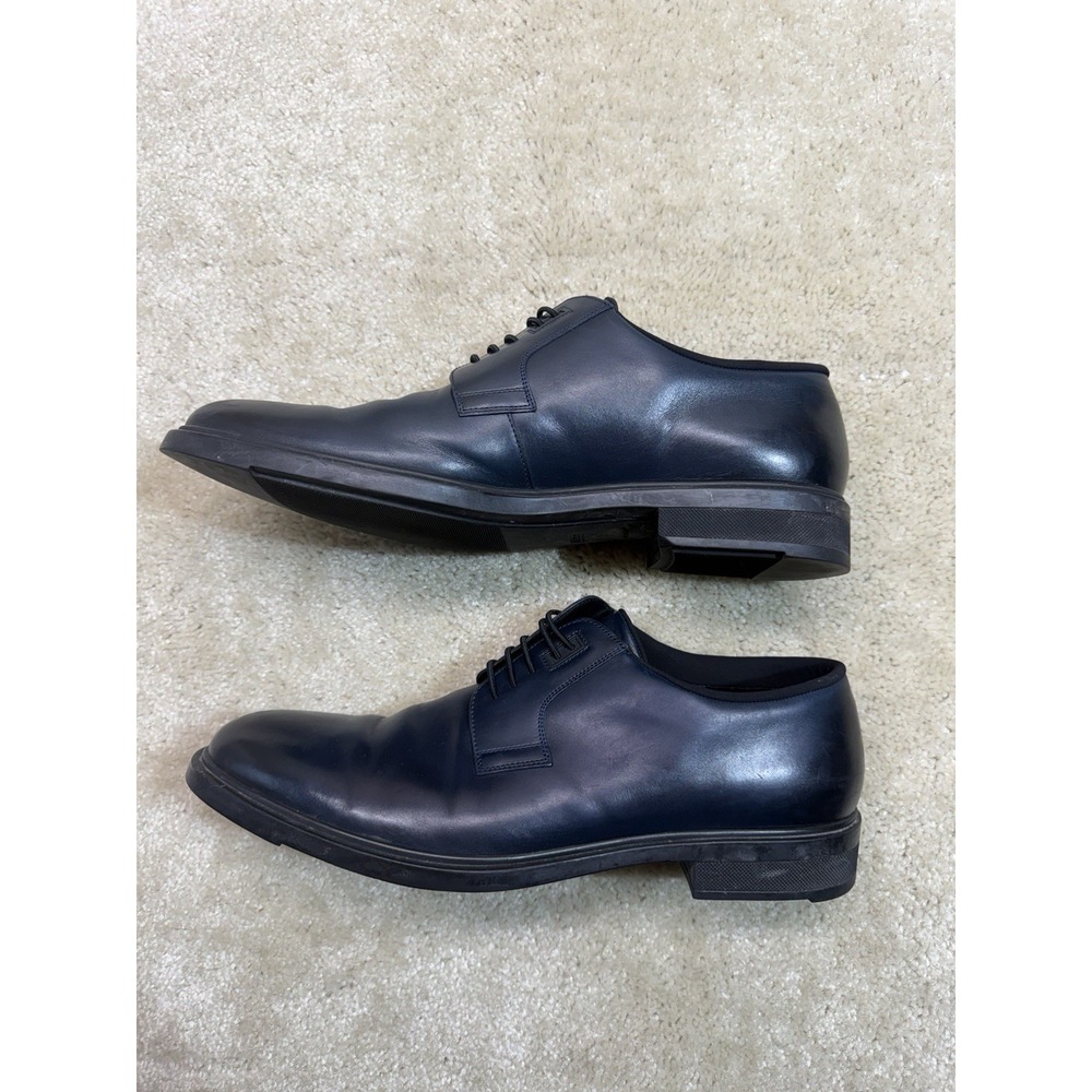 Hugo Boss Derby Shoes Mens 11 UK 12 US Blue Leather Dress Shoes Preppy Designer - Picture 3 of 10